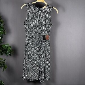Michael Kors logo plate loflin print faux‎ wrap  dress size Petite NWOT